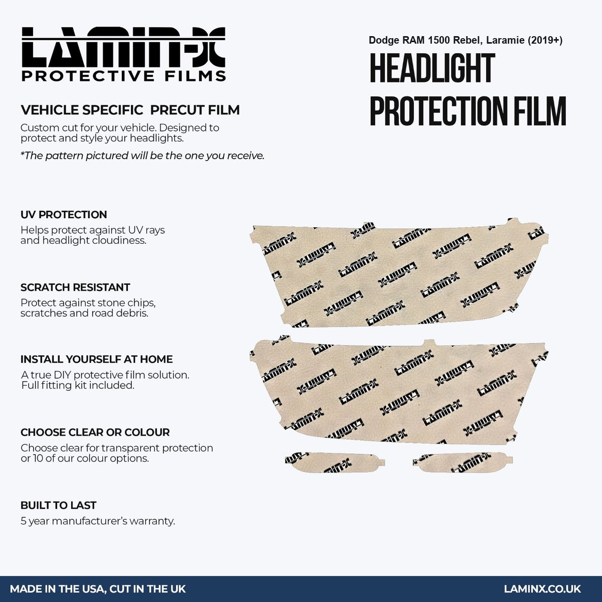 Dodge RAM 1500 Rebel, Laramie (2019+  ) Headlight Covers